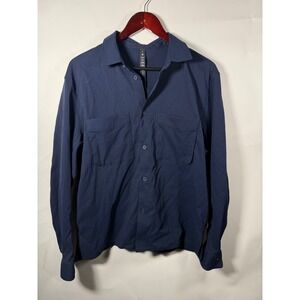 Lululemon Mens Long Sleeve Button Up Shirt Navy Blue Size M